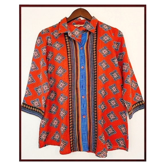 Global Desi Tops - Global Desi Ethnic Button Down Shirt